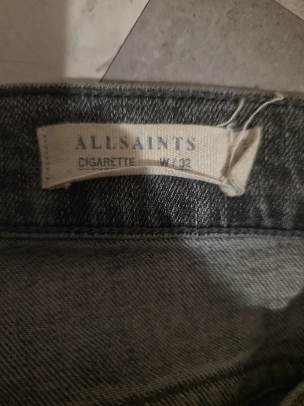 AllSaints Cigarette Gray Skinny Jeans W32 Distressed Button Fly